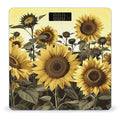 Yellow Sunflower Floral Scale with LCD Easy-to-Read Anti-Slip Weight Digital Bathroom Scale Precision Weighing Scales Sturdy Tempered Glass Body Weight Scales for Daily Use