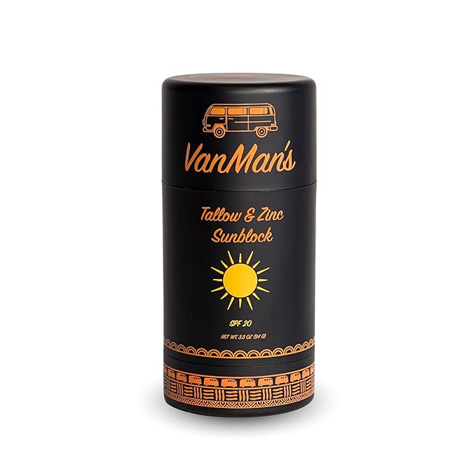 Vanman Tallow and Zinc Sunblock Stick - Mineral Sunscreen with Non-Nano Zinc Oxide - Sunstick Made with Grass Fed Beef Tallow for Face &amp Body Protection - 3.3 ounce