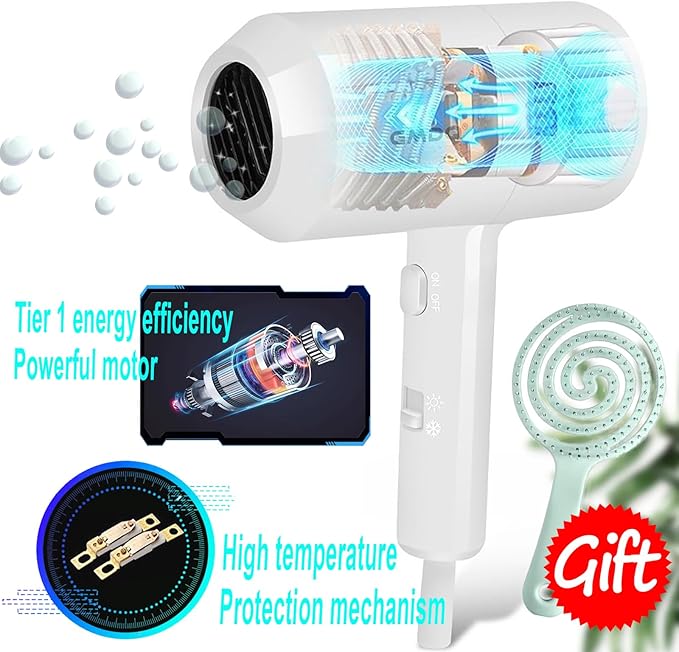 Hotel Wall Mounted Hair Dryer for BathroomRestroom Professional Blow Dryerwith Stand RackSpecialised Motor for SalonFast Drying - Gifts【Massage CombScrews+ Adhesive】 110V