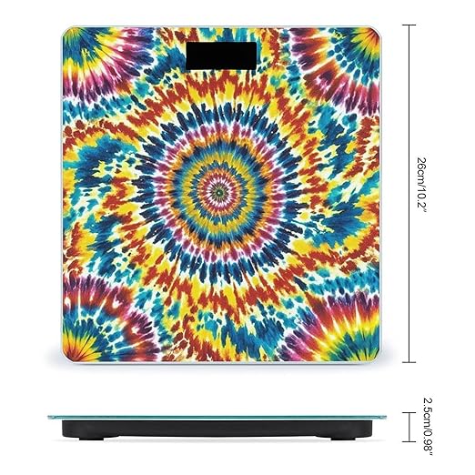 Color Tie Dye Scale for Body Weight Sturdy Tempered Glass Weighing Scales with LCD Display Accurate Digital Bathroom Scale Convenient Body Fat Smart Scales Easy Read