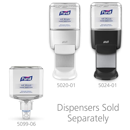 PURELL VF Plus Hand Sanitizer Gel Fragrance Free 1200 mL Sanitizer Refill for PURELL ES4 Push-Style Hand Sanitizer Dispenser (Pack of 6) - 5099-06
