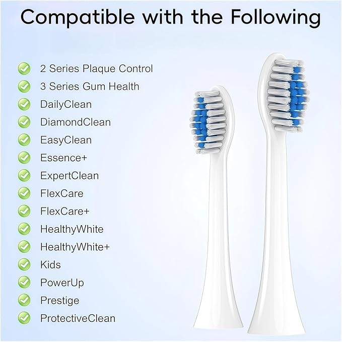 Replacement Brush Heads Soft Brush Heads Compatible with Philips 1100 2100 Electric Toothbrush Replacement Toothbrushes Head Refill(White-20 Pcs)