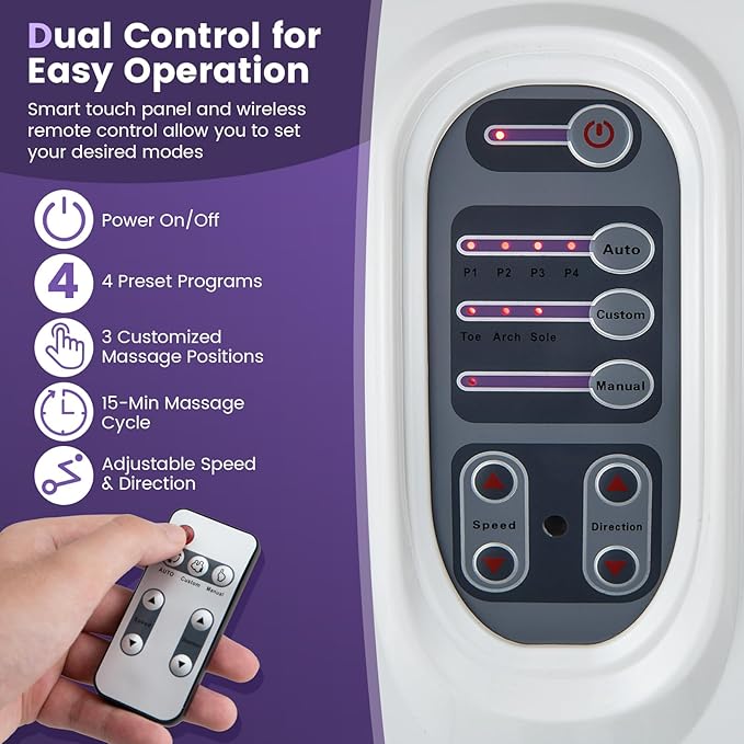 Giantex Shiatsu Foot Massager Machine for Feet Leg Calf Ankle Relieve Pain Spa Gift Deep Kneading Rolling Massage Electric Shiatsu Feet Massager w/Remote 4 Modes White