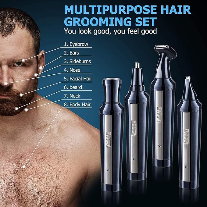 Ear and Nose Hair Trimmer Clipper - Professional Painless Eyebrow and Facial Hair Trimmer for Men and Women Rechargeable Waterproof Dual Edge Blades for Easy Cleansing