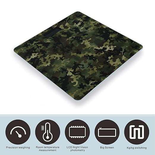 Camouflage Pattern Scale for Body Weight Digital Bathroom Scale Accurate Smart Weight Scales with Large Display Weighing Machine High Precision Scales