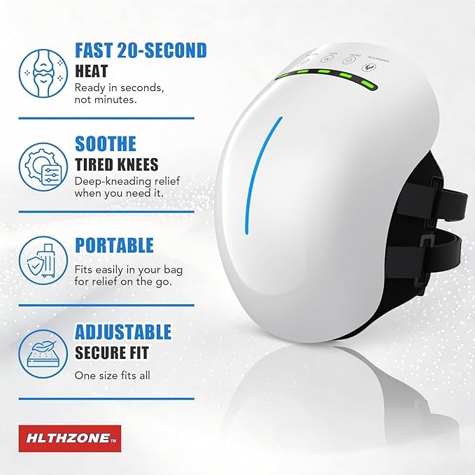 Knee Massager for Pain Relief with Heat and Red Light 5 Vibration Modes &amp 3 Heating Levels 4 Smart Modes 6 Silicone Kneading Nodes Ideal Gift for Men Women &amp Parents White