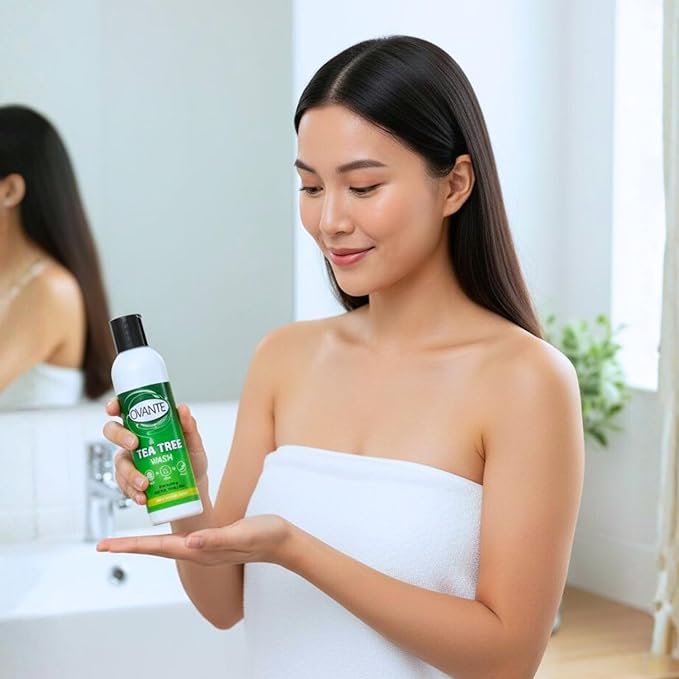 Tea Tree Oil Body Wash – Clarifying &amp Hydrating Shower Gel with Lemongrass &amp Vitamin E | For Itchy Oily Dry &amp Flaky-Looking Skin | Sulfate Free Daily Cleanser - 7 oz