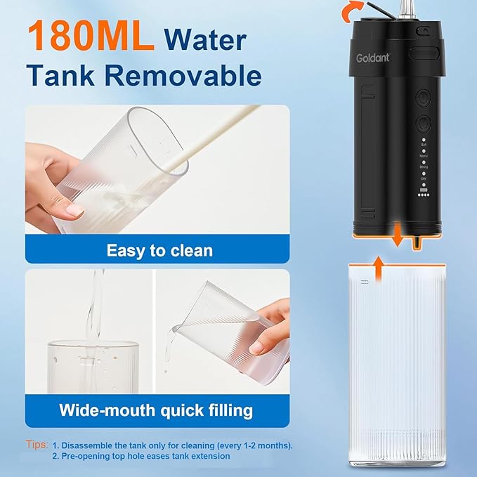 2026 New Portable Water Flosser for Teeth 4 Modes &amp 4 Intensity Levels Mini Small Design with Exquisite Travel Case Removable Tank IPX7 Waterproof Cordless Dental Oral Irrigator (Black)