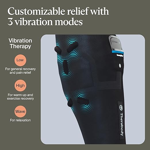 Therabody RecoveryPulse Calf - Compression &amp Vibration Sleeve for On The Go Relief Reduce Soreness in Lower Legs Increase Flexibility Circulation &amp Accelerate Recovery (Small)