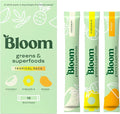 Bloom Nutrition Superfood Greens Powder Stick Packs Digestive Enzymes with Probiotics and Prebiotics Gut Health Bloating Relief for Women Chlorella Green Juice Mix 18 SVG Tropical Variety
