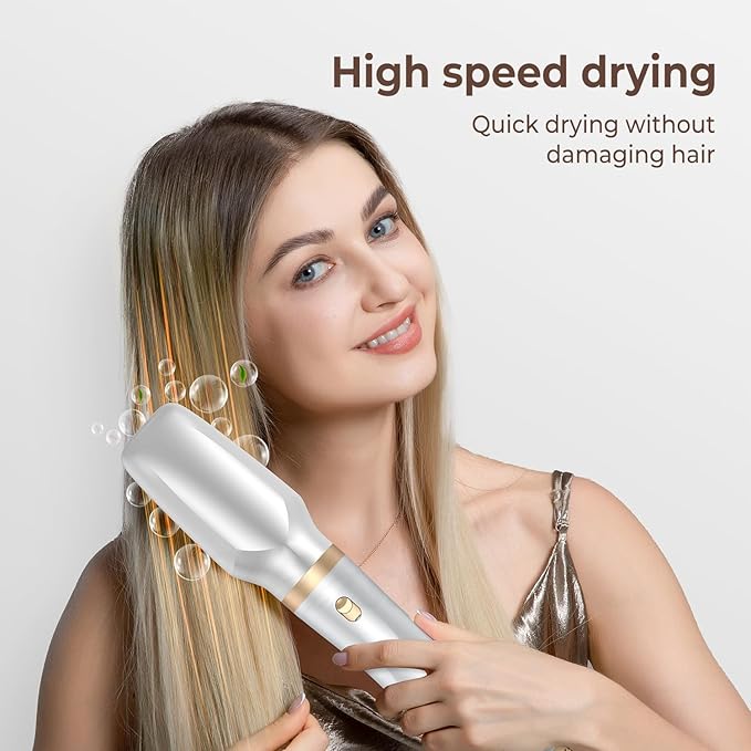 Hair Dryer Brush 5 in 1 Blow Dryer Brush Set High Speed Hot Air Styler Auto Wrap Curlers for Frizz-Free Volume Multifunctional Hair Dryer for Curling Straightening Volumizing (Platinum)