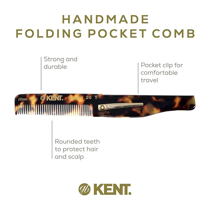 Kent Combs 20T 81T FOT for Men Beard Comb Set Folding Comb for Travel and Home Care Mustache and Mini Combs for Men Handmade Mens Beard Grooming Set