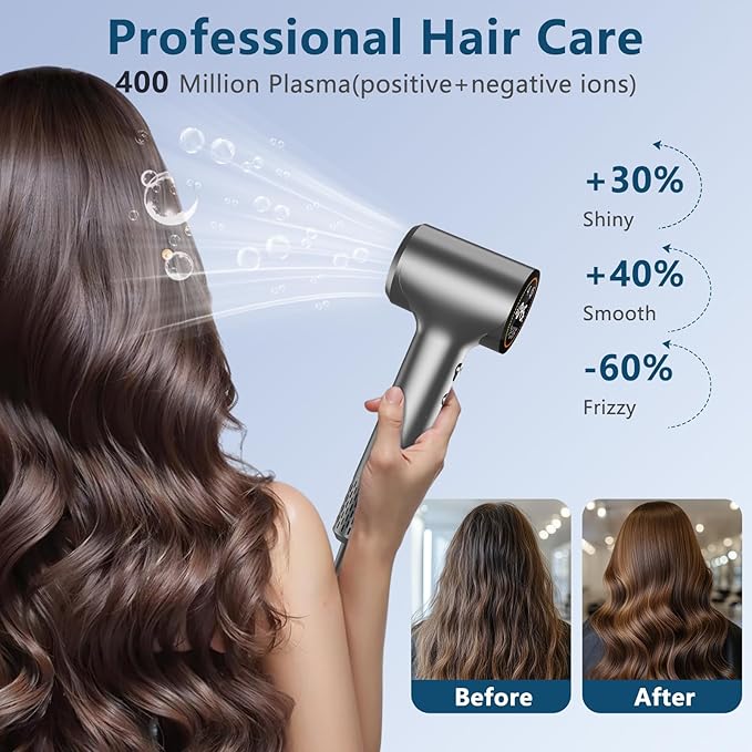 Hair Dryer Ionic Hair Dryers for Women/Man110 000 RPM Professional HD Display High-Speed Blow Dryer Fast Drying Cool&ampHot Air Hair Dryer400 Million Plasma Low Noise Hairdryer with Magnetic Noz