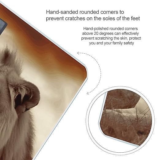 African Lion and Lioness Scale for Body Weight High Precision Digital Weight Scales with LCD Display Anti-Slip Sturdy Slim Tempered Glass Bathroom Scale for Home Use