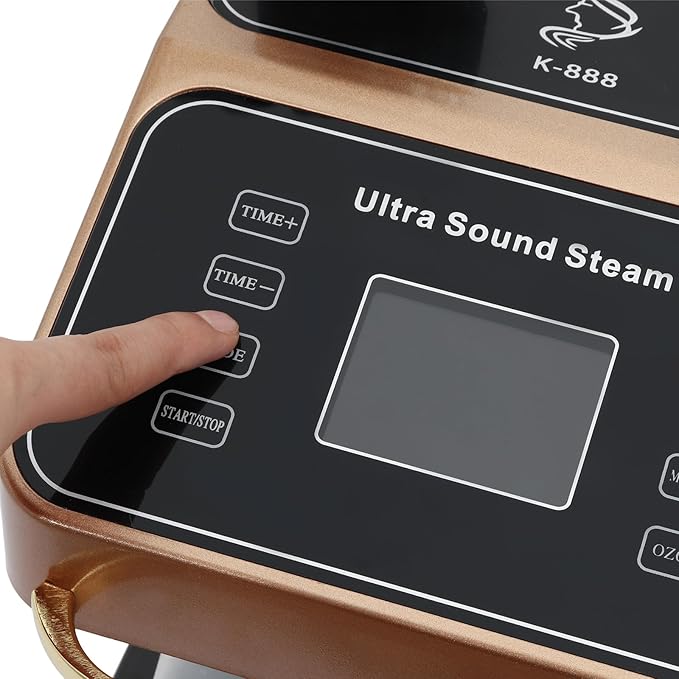 Nano Hair Steamer with Ultrasonic Technology Multifunctional Hair Steamer Machine with Adjustable Time &amp Temperature for Deep Conditioning Hot Oil Treatment &amp Coloring Fast Heating (Gold)