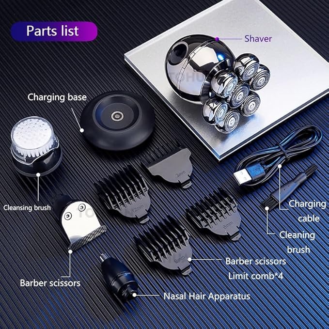 Head Shavers for Bald Men 7D Electric Shaver for Men Independently 7 Cutter Floating Head Waterproof Electric Razor Multifunction Trimmer with LCD Display