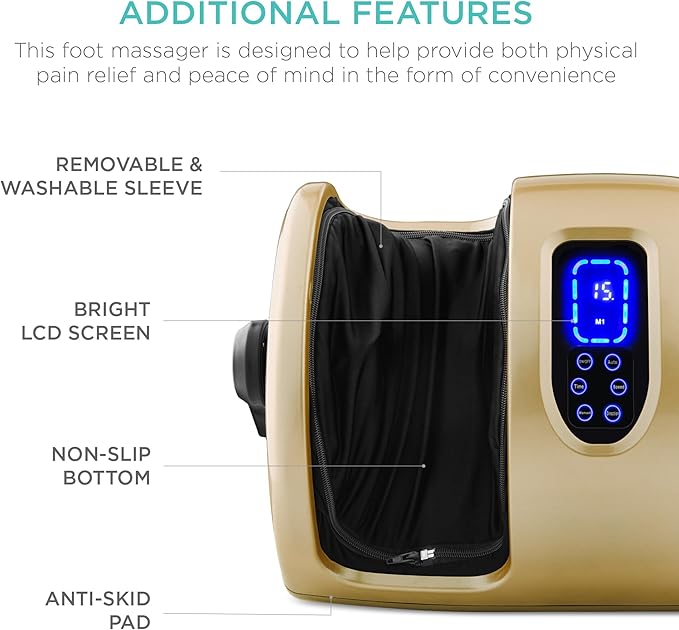 Best Choice Products Heated Shiatsu Foot Massager for Pain Relief Plantar Fasciitis Neuropathy Blood Circulation w/Compact Design - Gold