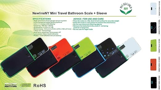 NewlineNY Red-Orange Mini Bathroom Scale + Travel Slip Case SBB0720M-NYRO + NY-MSS101-BRO