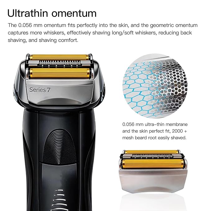 70S Silver Series 7 Men's Beard Shaver Replacement Head w/Plastic Sealed Packaging for Br-aun Pulsonic 70S Silver Replacement Blade Foil Razor Head