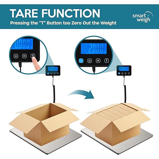 Smart Weigh Digital Postal Shipping Scale Heavy Duty Wide Platform 440 lb Capacity 2 oz Readability Hold &amp Tare Function Includes Batteries &amp USB-C