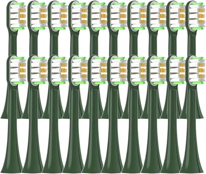 20/50/100PCS Copper Free Replaceable Brush Heads Compatible for X3/X3U/X5 Soft Bristle Mint/VanGo Green Sonic Nozzles No Metal(20VanGoGreen)