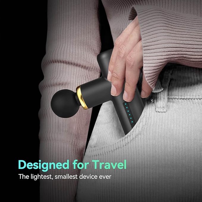 Mini Massage Gun Pocket-Sized Massage Gun Deep Tissue Quiet Portable Percussion Muscle Travel Massager GunBack/Neck Massager for Pain Relief Deep Tissue (Black)