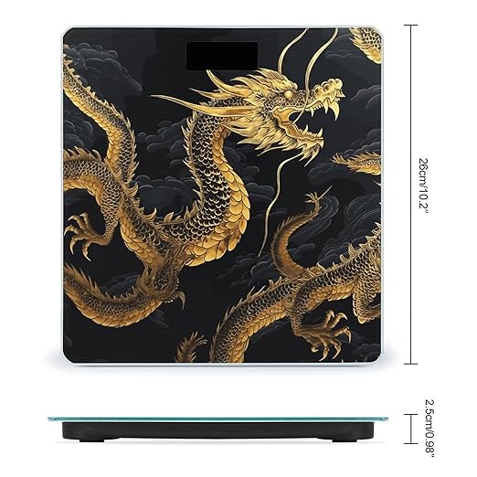 Yellow Dragon Black Background Bathroom Scale Weight Scale for Body WeightHighly Accurate Digital Weighing Machine Clear LED Display Digital Bathroom Body Scale 400lb/182kg
