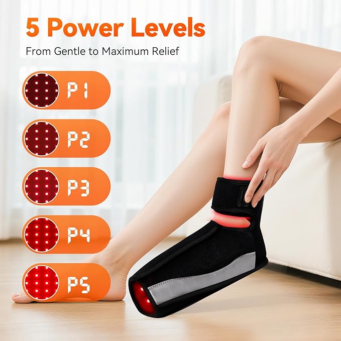 Red Light Therapy for Feet Infrared Light Therapy Feet Wrap with 660nm 850nm Near Infrared 5 Adjustable Brightness Timer 3 Modes for Foot Ankle Heel Up to Foot Size 12 Gift for Women Men
