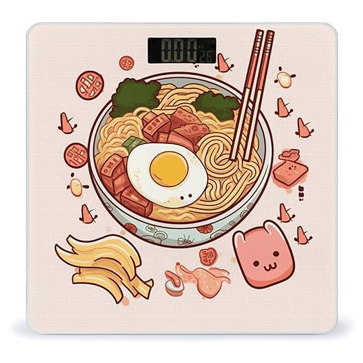 Delicious Sweet Ramen Digital Bathroom Scale Fashion Unique Weight Scale BMI Anti-Slip Precision Weighing Scales Suitable for Home Bedrooms Use and Gift