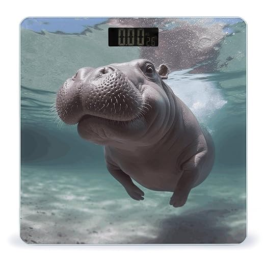 Diving Hippo Scale for Body Weight Highly Accurate Digital Bathroom Scale Sturdy Tempered Glass Weighing Scales with LCD Display Fashion Body Fat Smart Scales 400lb