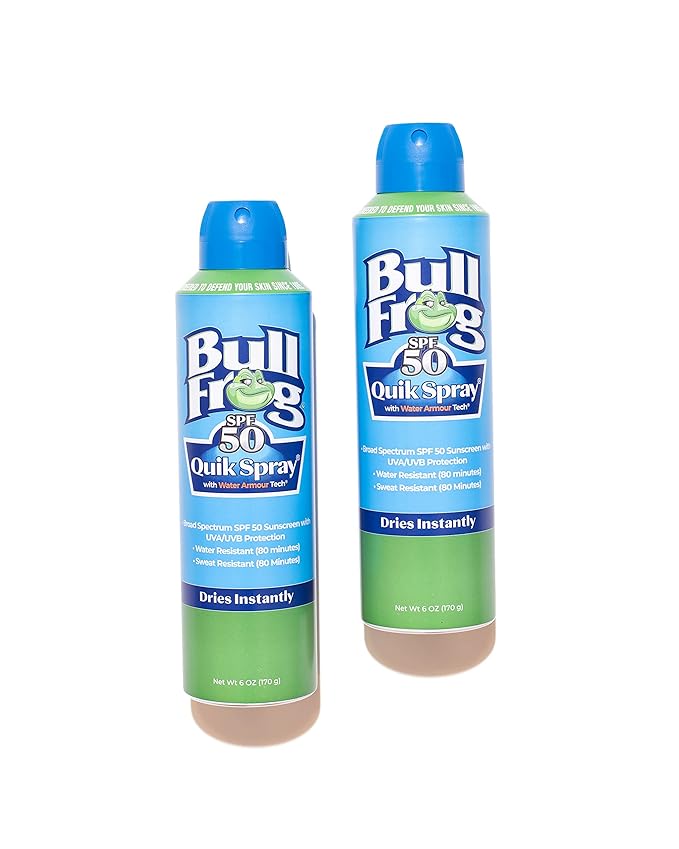 Bullfrog Quik Spray Sunscreen SPF 50 | Oxybenzone &amp Octinoxate Free | Broad Spectrum Moisturizing UVA/UVB 2 pack