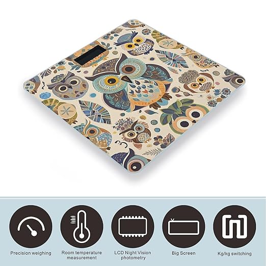 Color Owl Pattern Scale for Body Weight Smart Scales Digital Bathroom Scale High Precision Weighing Scales with Large Display Weighing Machine for People
