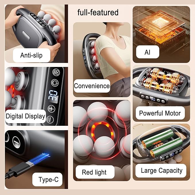 Portable Sport Massager16-Drive 8-Head Massage Gun SetMassage Gun Deep TissueQuiet Muscle Massage Gun for Deep Tissue Back Shoulders Legs Pain Relief (8/16-Head)(8 Heads)