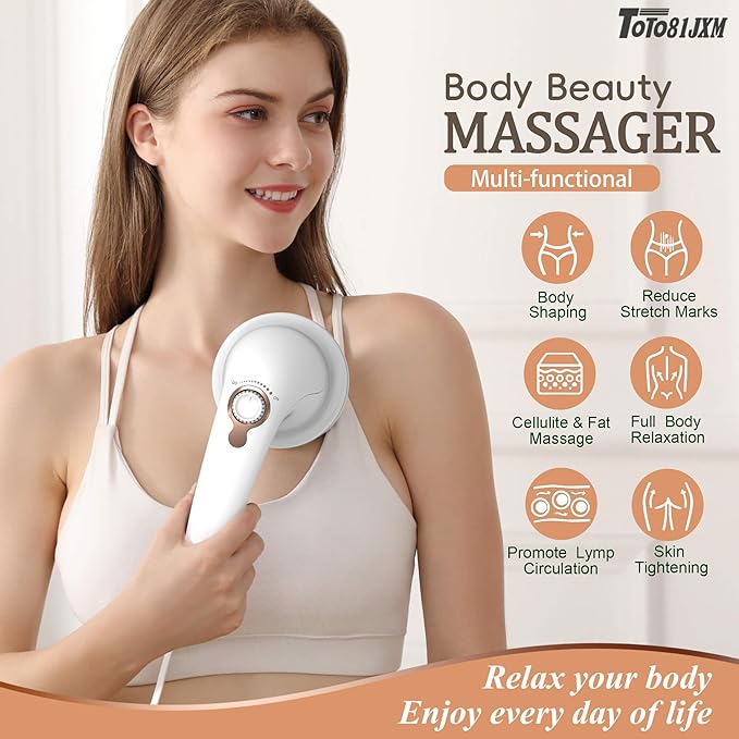 Handheld Cellulite Massager Body Sculpting Machine Lymphatic Drainage Massager Stomach Massager with Lipo Roller for Belly Fat Electric Vibrating Massage wand for Butt Waist Leg Arms Used at home.