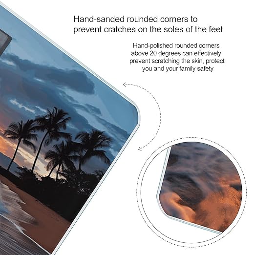Beach Maui Hawaii Sunset Sea Waves Clouds Scale for Body Weight Safe Rounded Corners Tempered Glass Digital Bathroom Scale LED Display 400lb Capacity Weight Scales with High Precision Sensors