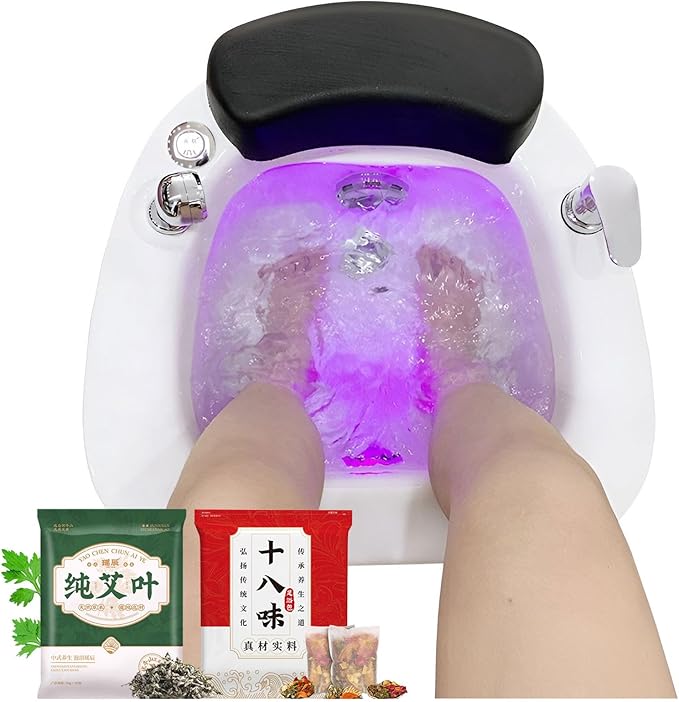 Portable Foot Spa Bathtub Acrylic Foot Bath Deep Foot Bath Spa with Massage can Automatically Drain and Adjust Hot and Cold Water Home Foot Spa Pedicure Bowl Foot Detox Bucket Tub for Treatme A