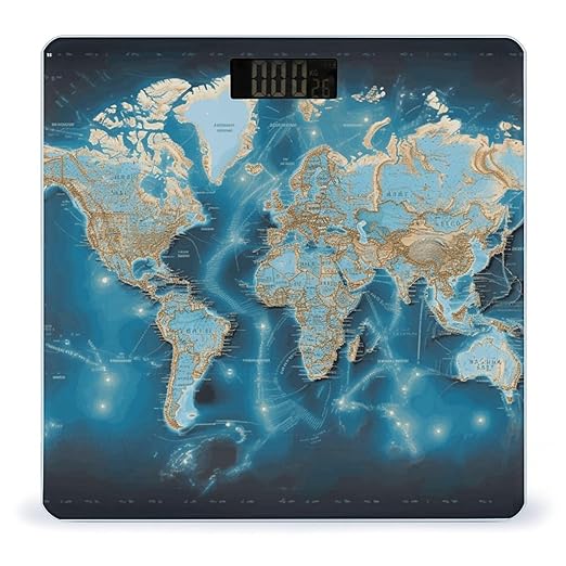 World Map Smart Scale for Body Weight Accurate Bathroom Scale with LED Display Digital Weight Scales Weighing Machine High Precision Scales for Bath Home