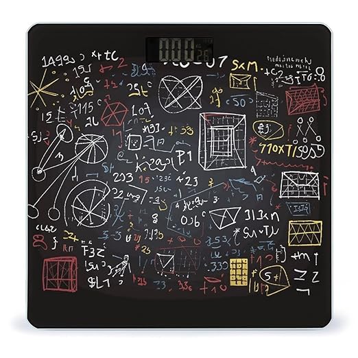 Mathematics and Physics Bathroom Scale Automatic Power On/Off Body Scales LCD Backlight Display Square Digital Scale Rounded Corners Bathroom Scales for Home Bedrooms