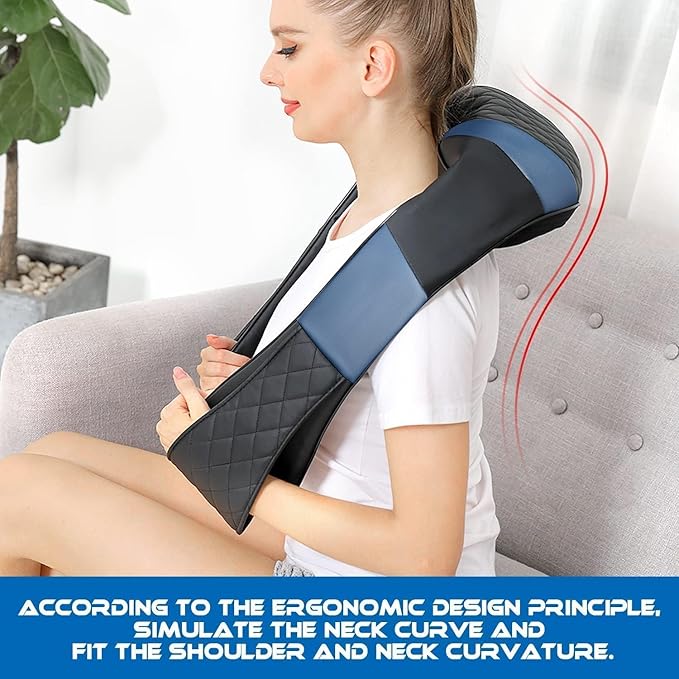 Shiatsu Neck and Back Massager with Heat Electric Deep Tissue 4D Kneading Massage Pillow for Shoulder Leg Body Muscle Pain Relief Home Office and Car Use - Best Gifts for Women Men Mom Dad
