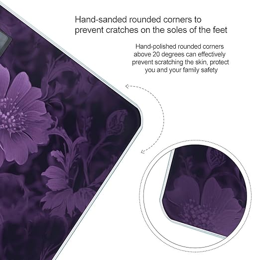 Purple Scale for Body Weight High Precision Digital Weight Scales with LCD Display Anti-Slip Sturdy Slim Tempered Glass Bathroom Scale for Home Use