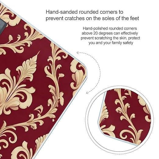 Men's Fashion Automatic Switch Digital Bathroom Weighing Scale Smart Scale Flower Maroon Gold Floral Classy Burgundy Antique