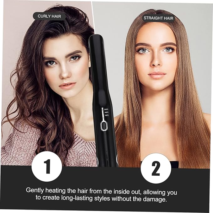 Wireless Hair Curler Straightener Portable Dual Voltage Hair Crimper Styling Tool