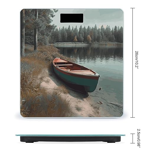 Boat Moored on Shore Weight Scale Digital Electronic Scales Bathroom Scale Larg LCD Backlight Display High Precision MeasurementsTempered Glass
