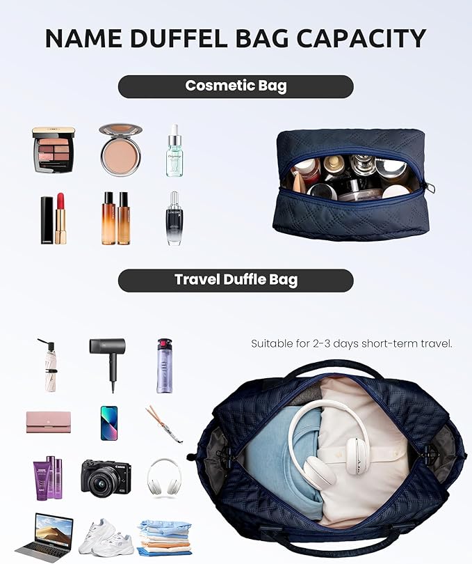 Birthday Gifts for 6-13 Year Old Girls - Personalized Duffle Travel Bags Monogram Overnight Bags with Makeup Bag Gifts for Family (Letter Z)