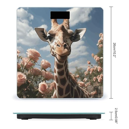 Digital Bathroom Scale for Body Weight Scale with Bright LCD Display High Accuracy Step-On Technology Auto On/Off Beautiful Giraffe Digital Scales 400 Lbs /180kg