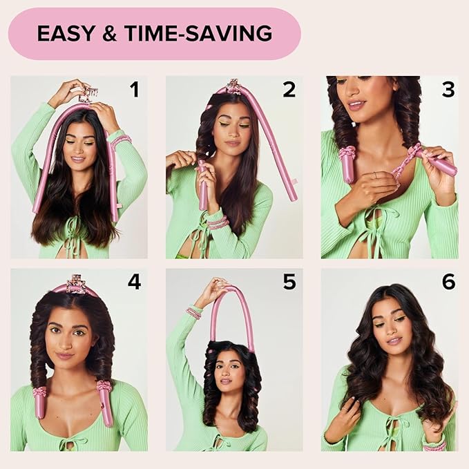 SILKE Heatless Hair Curlers | 100% Luxurious Heatless Curls Headband | Silk Curlers to Sleep In | No Heat Curlers for Overnight Curls | Curling Set | Big Bounce No Effort (Pink)