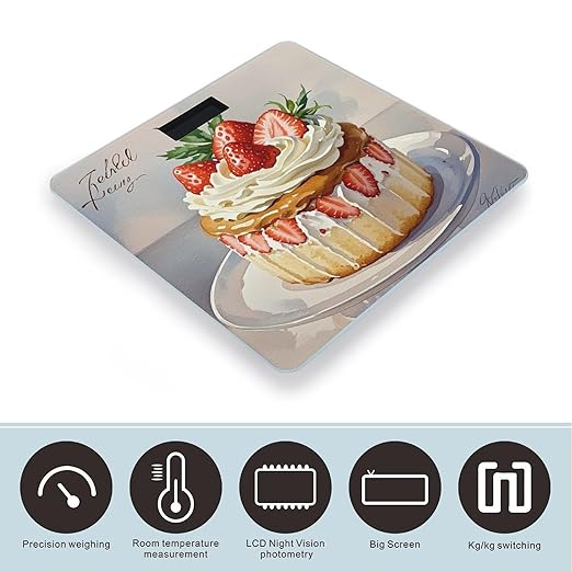 Strawberry Cream Cake Weight Scale Highly Accurate Digital Weighing Scale with Large LCD Display Smart Bathroom Scales for Home Bedrooms and Gift Giving
