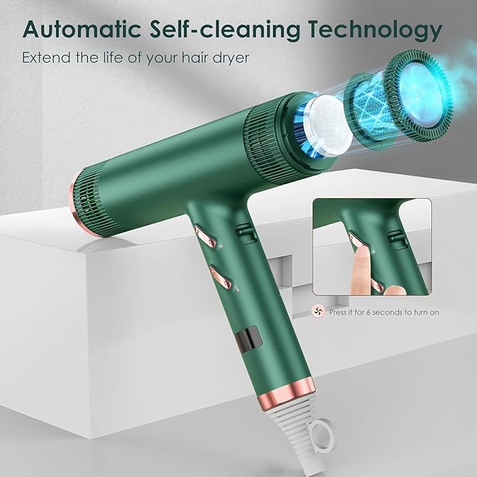 Hair Dryer with Diffuser Professional Brushless Motor Blow Dryer 3 Heating/3 Speed/Cold Botton for Fast-Drying Portable Dryer Gifts for Women/Men