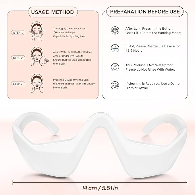 Under Eye Red Light Therapy Massager Glasses Eye Massager with 2 ModesEye Massager for Eye Bags Dark Circles Puffiness Wrinkles Fine Lines