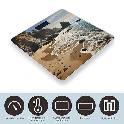 Beach on The Pacific Coast Smart Scale for Body Weight Accurate Bathroom Scale with LED Display Digital Weight Scales Weighing Machine High Precision Scales for Bath Home